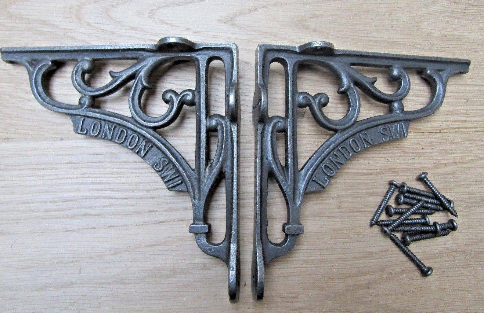 IronmongeryWorld - Wholesale Wall Mounted Shelf - Pair Of 6" London SW1 Shelf Brackets Antique Iron0
