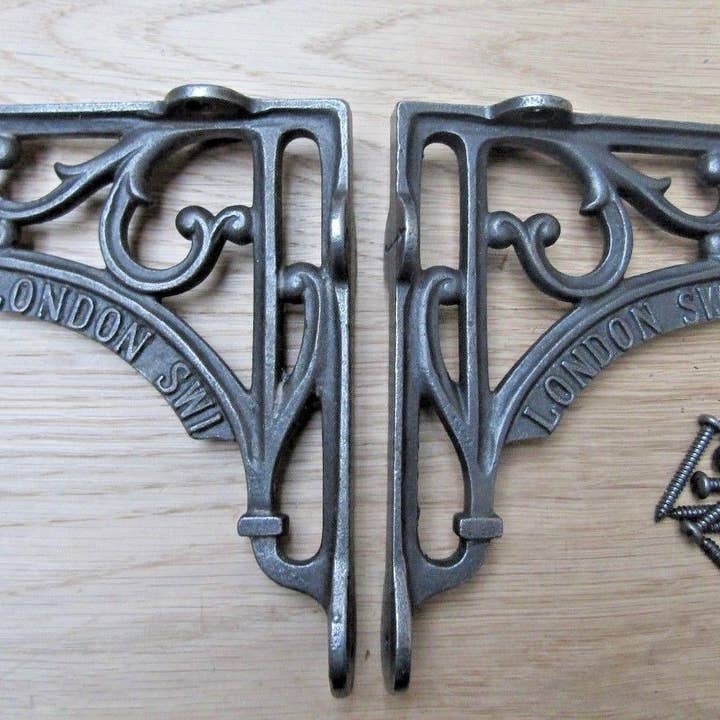 IronmongeryWorld - Wholesale Wall Mounted Shelf - Pair Of 6" London SW1 Shelf Brackets Antique Iron