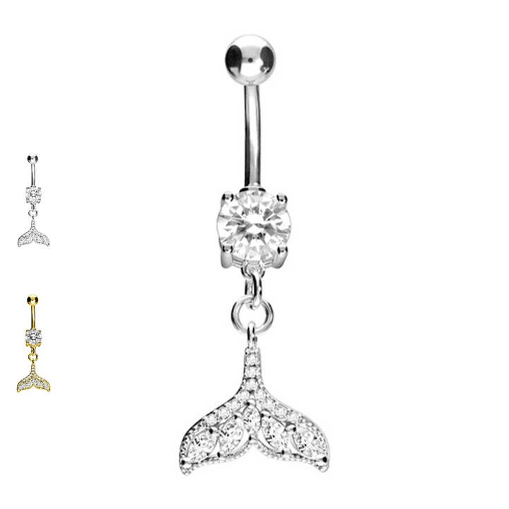 Fishtail Crystal Navel Piercing - PD-235 for wholesale by Awaken