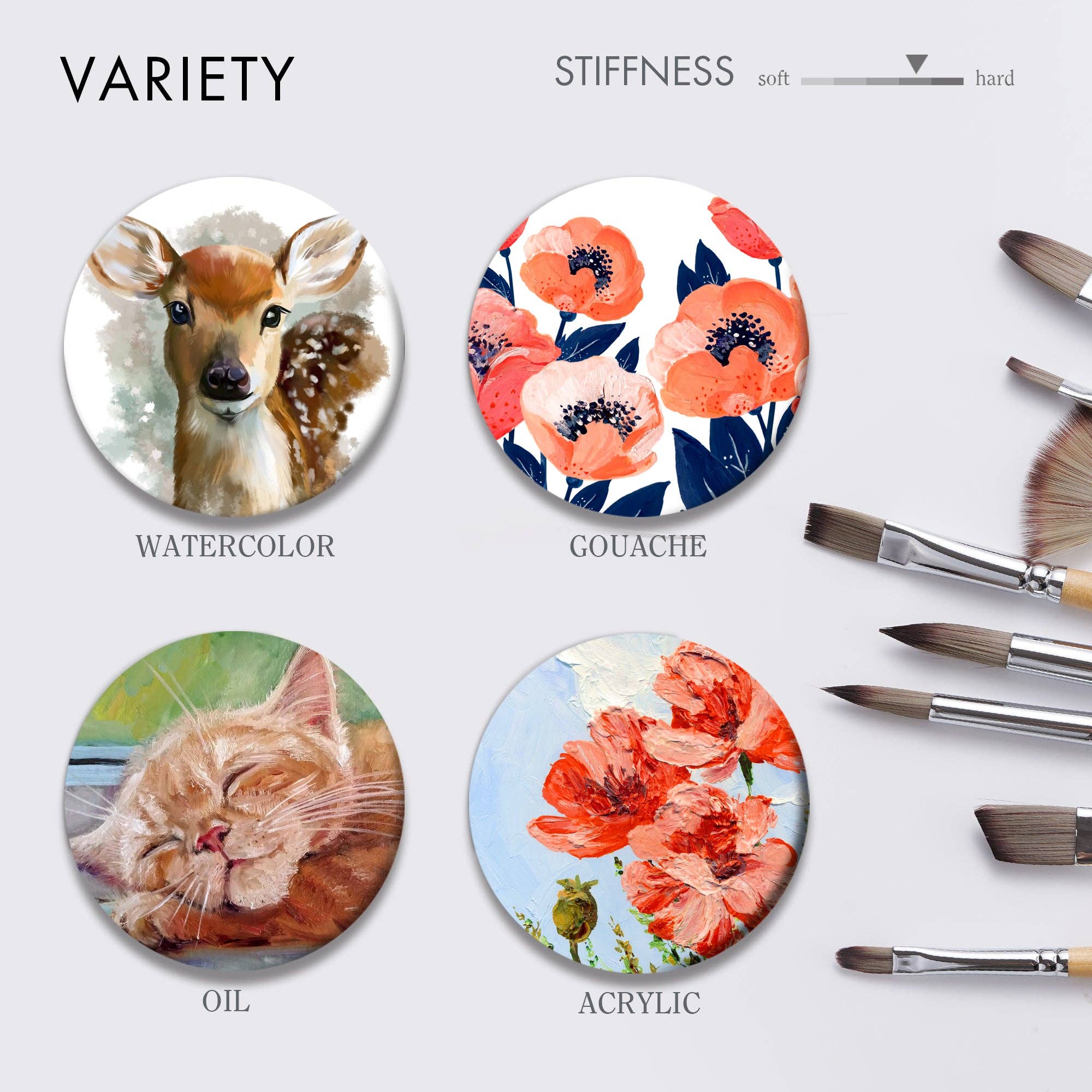 Artify – Conjunto de pintura por atacado – Conjunto Artify de 30 pincéis para artistas, versão aprimorada com diversos tamanhos, estojo para tela e espátula para acrílico, óleo, aquarela e guache6