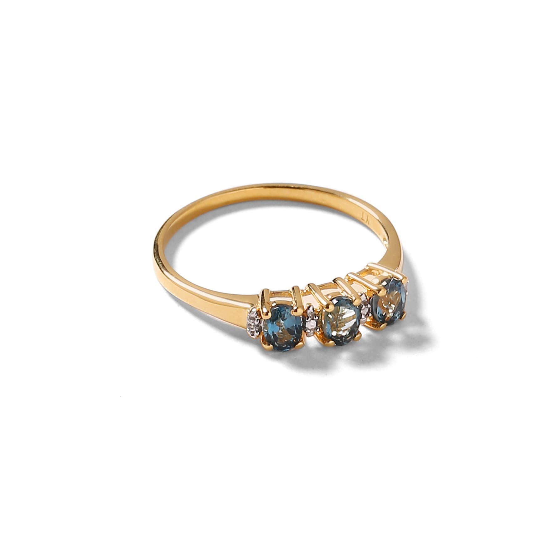 Tiramisu - Wholesale Single Stone/Solitaire Ring - 10K Yellow Gold Azure Trio London Blue Topaz Ring2