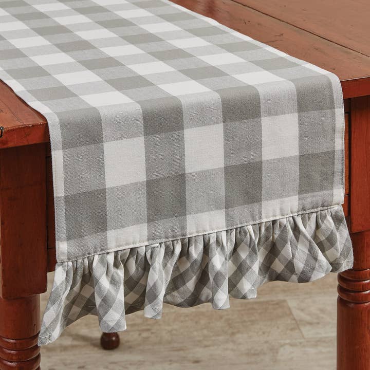 Park Designs - Wholesale Table Runner - Wicklow Ruffled Table Runner 42" L - Dove