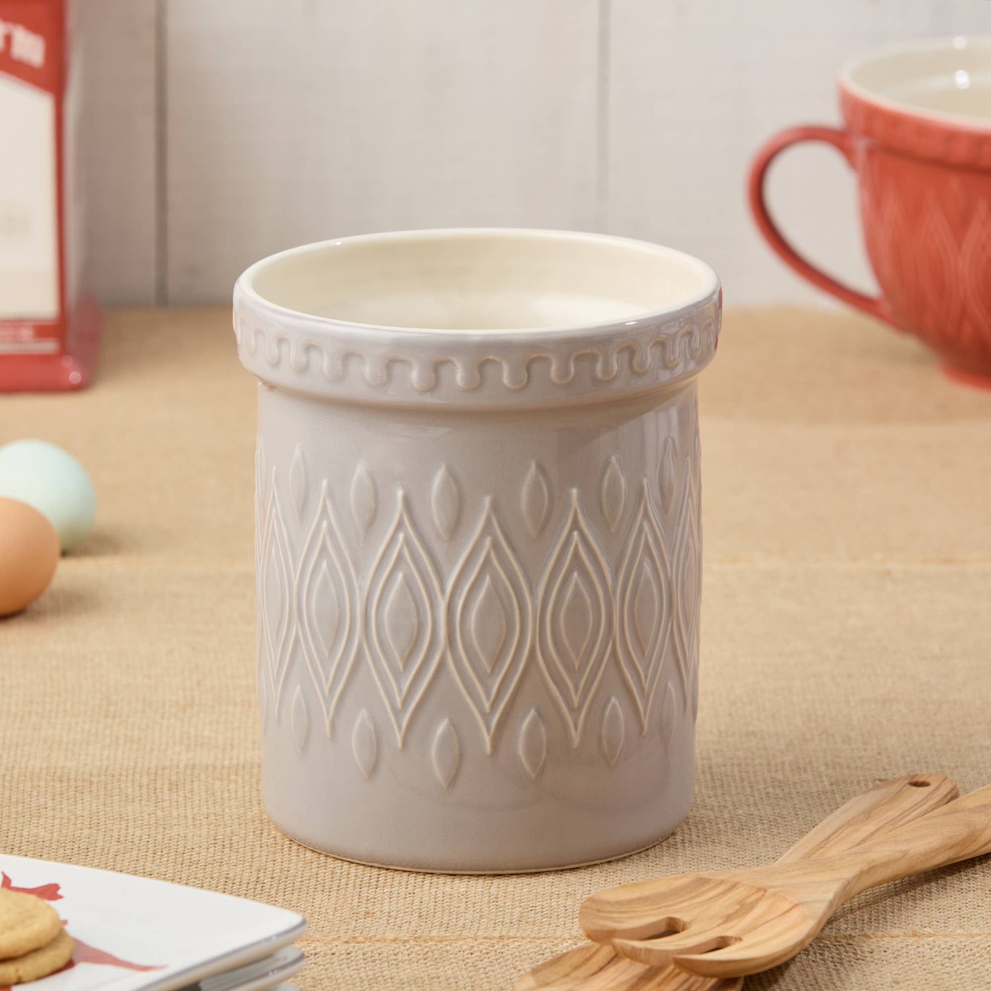 Certified International - Wholesale Tool Set - Vintage Farm Stoneware Tool Crock 6.25" Diam x 7.25" H2