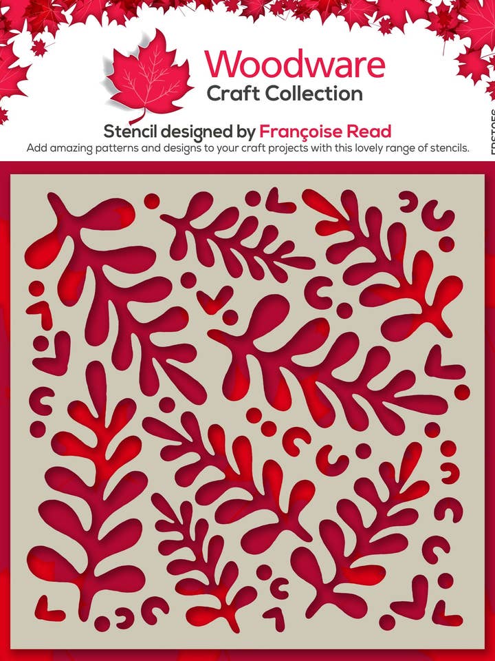 Woodware Modern Leaves 6 in x 6 in Stencil for wholesale by Ecstasy Crafts Distributing
