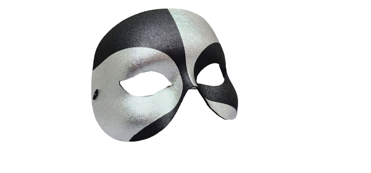 Caufield's Novelty - Vendita all'ingrosso Costume di carnevale - Unisex - Maschera Veneziana Nera e Argento - Design Arlecchino0