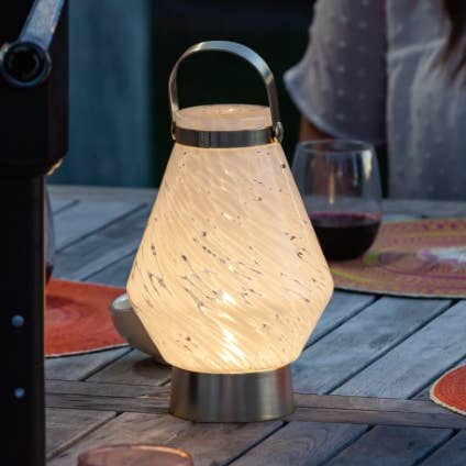 Portable Glass LED Lightkeeper Lantern - 9.4" Cone for wholesale by Allsop Home & Garden