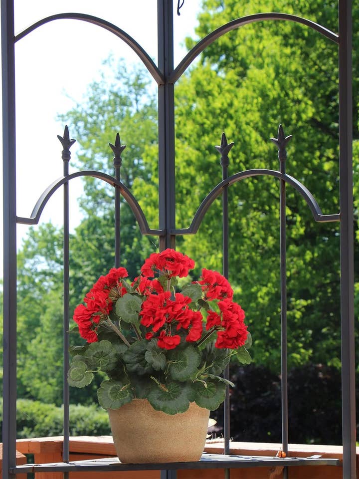 18-Inch Red Artificial Geranium Flower Bush - Silk Flowers for wholesale by Larksilk