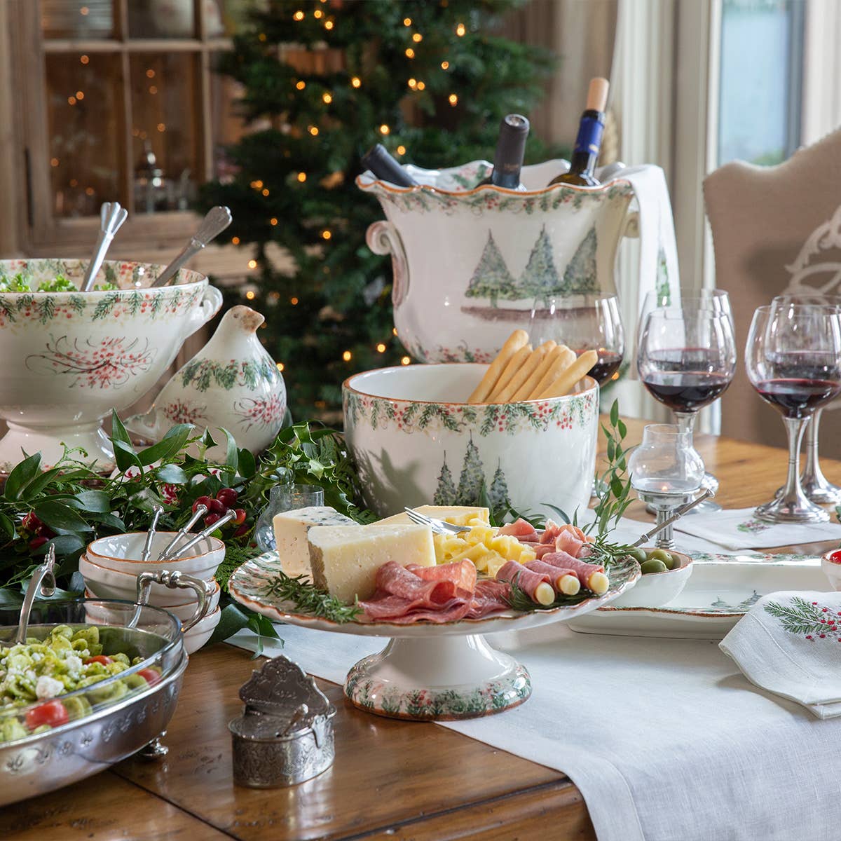 Arte Italica & Crown Linen Designs - Vente Présentoirs à gâteaux - Présentoir à gâteaux Natale - Noël2