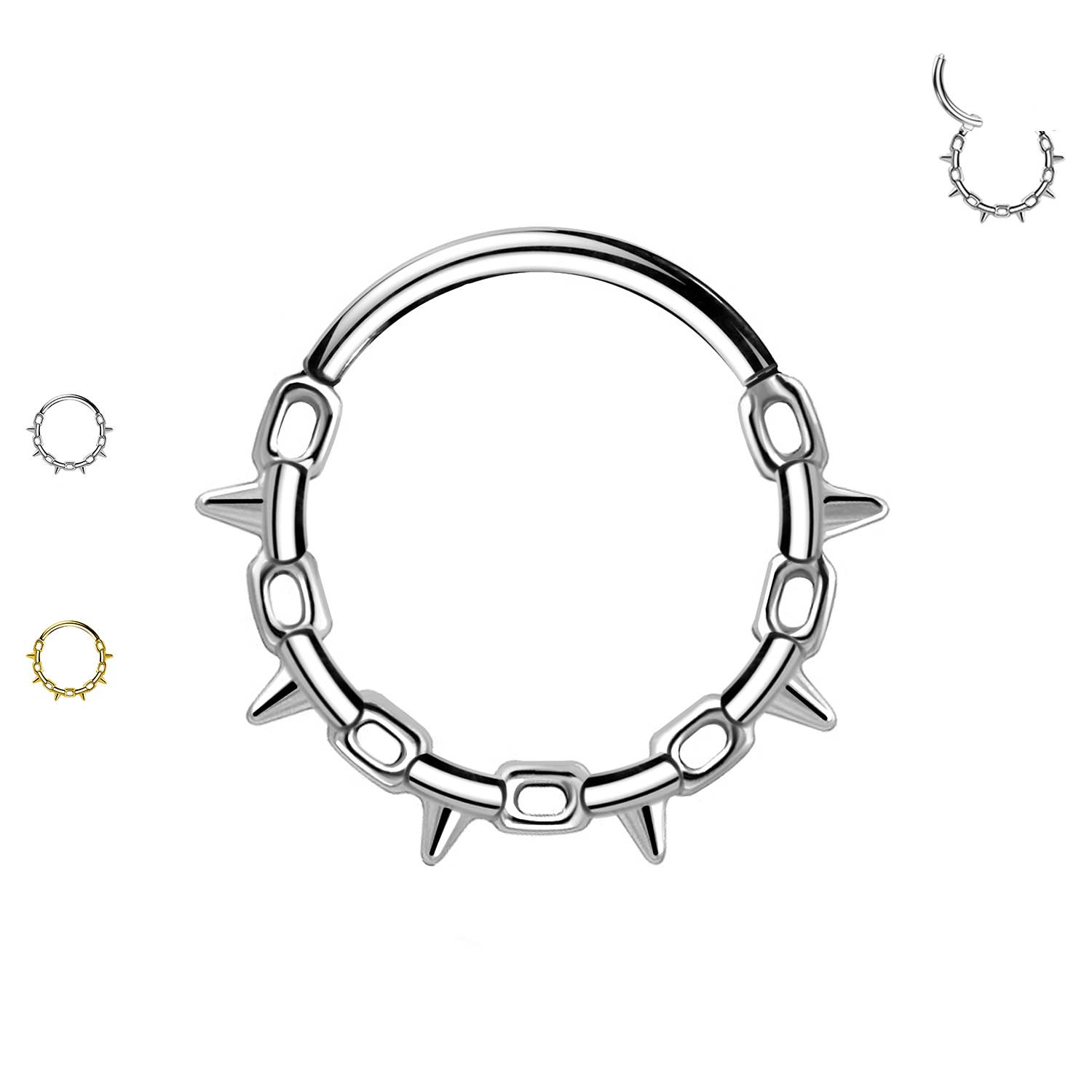 Awaken - Wholesale Single Earring - Triangle and Chain Clicker Hoop Piercing1