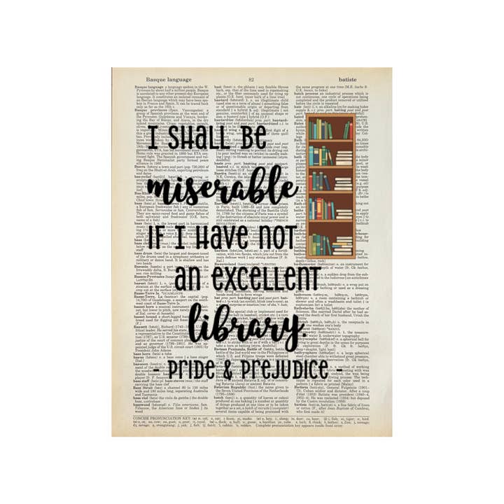 I shall be miserable | Dictionary Print | Vintage Book Art for wholesale by Bookish Birds