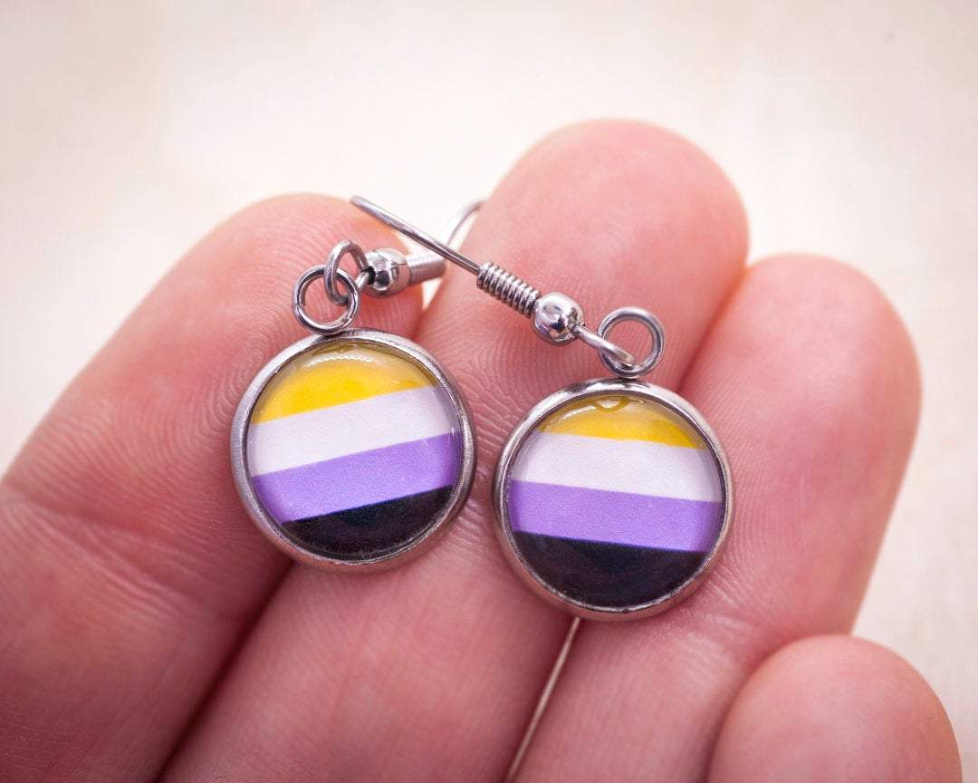 Crafty Queer Studio - Wholesale Stud/Post Earrings - Non-binary flag pride LGBTQ+ earrings - stud or dangle4