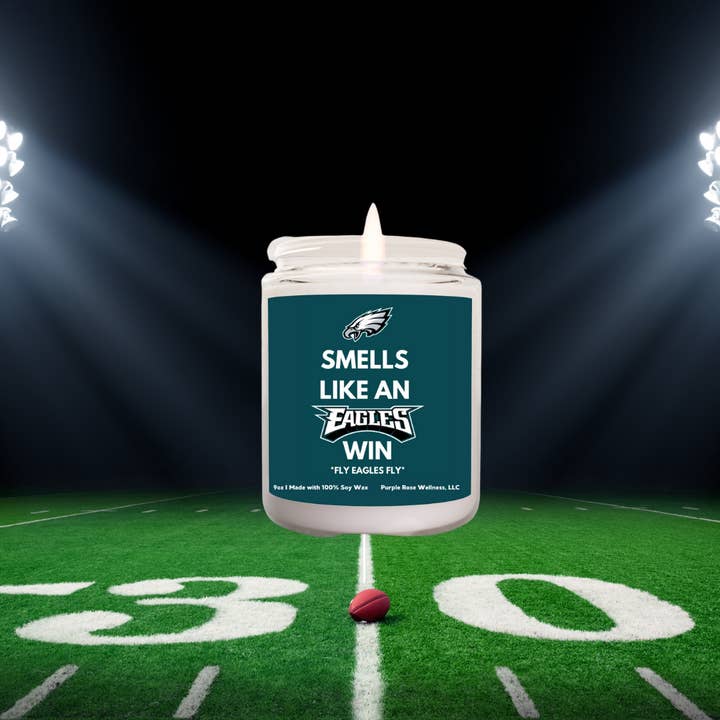 Purple Rose Wellness, LLC - Wholesale Jar/Filled Candle - Philadelphia Eagles Football Candle1