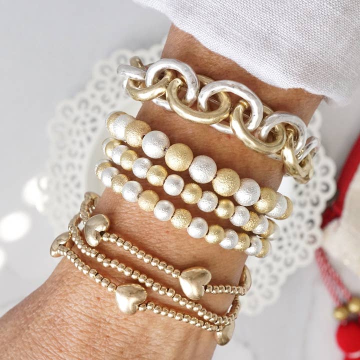 PennyLine inc - Wholesale Link & Chain Bracelet - Chunky Chain Bracelet in Worn Silver and Gold tone