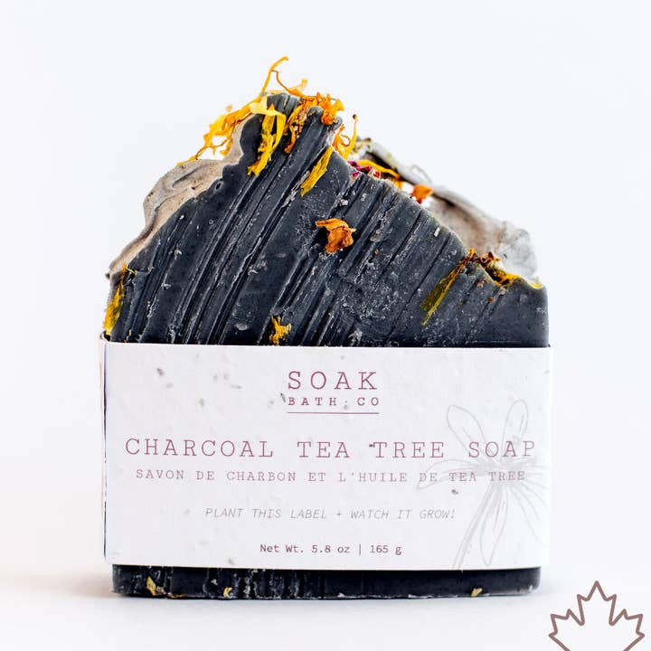 SOAK Bath Co - Wholesale Bar Soap - Charcoal Tea Tree Soap Bar - Canadian Handmade0