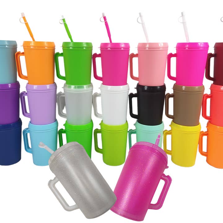 Scratch Decor - Wholesale Insulated Mug/Tumbler - Mardi Gras Cursive HIP SIPS Mega Trucker Mug 34oz1