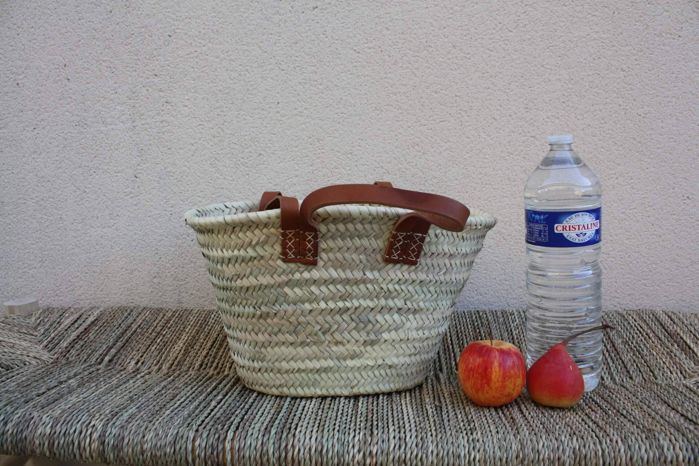 Boutique Huléti – Engroshandel Strandtaske – KURV DOBBELT Korte + Lange Læderhåndtag - Stråtaske Marked Indkøb Strand Flet Naturlig Rattan - 3 STØRRELSER at Vælge -0