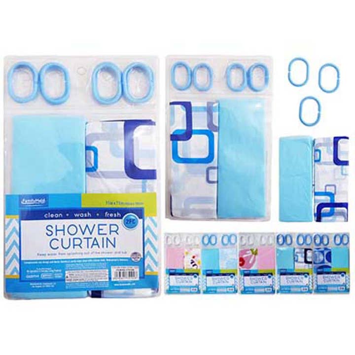 Shower Curtain 71×71" w/ 12 Rings for wholesale by Deluxe Import Trading