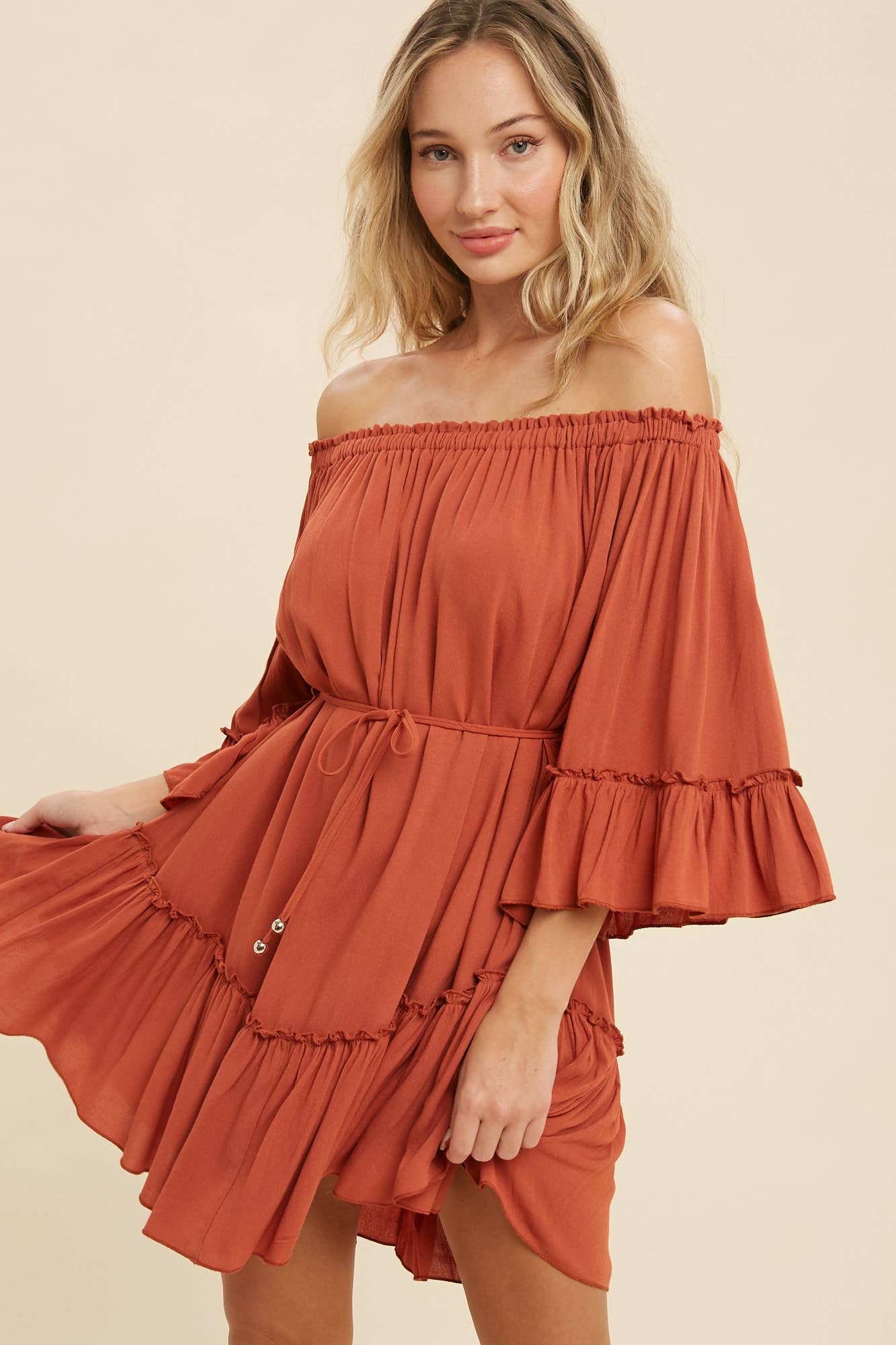 Bluivy - Wholesale Dress - Women's - RUFFLED SOLID BOHO DRESS36