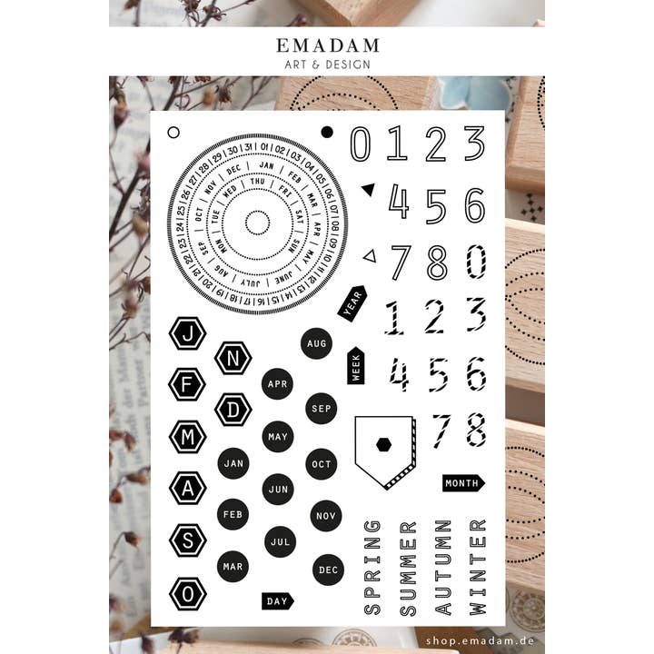 Emadam - Art & Design - Wholesale Rubber/Decorative Stamp - Clear Stamps Set - Perpetual Calendar Stamps Vol. 1
