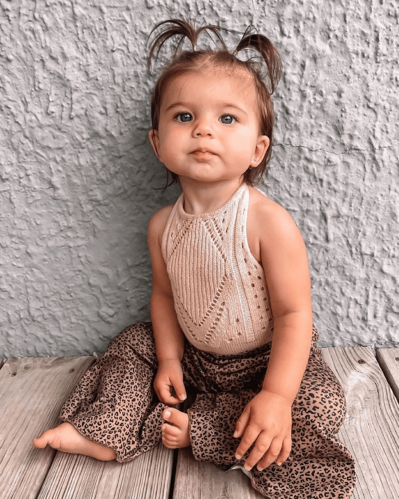 Bailey's Blossoms - Wholesale Bodysuit (Non-Footed) - Baby - Drake Crochet Halter Romper - Vanilla Cream9