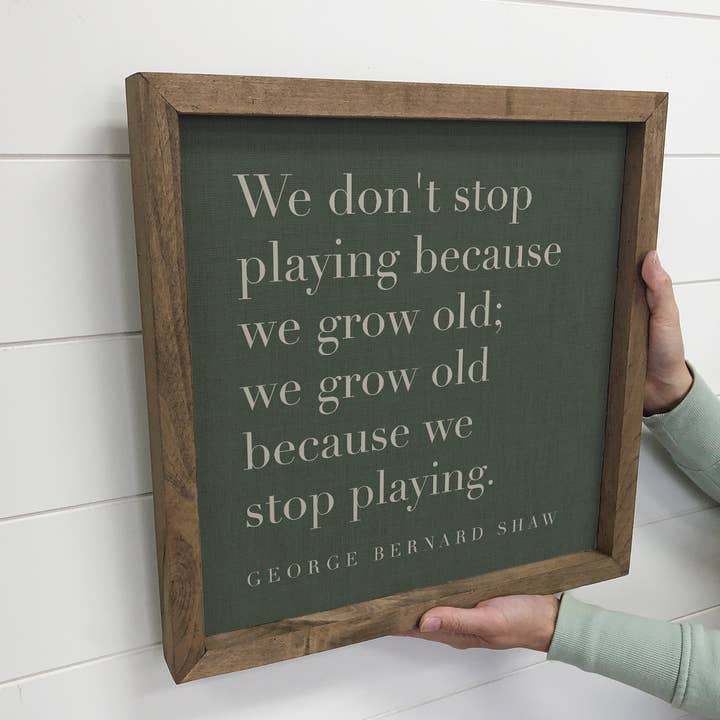 Hangout Home - Wholesale Bord/bordje - Quote We Don't Stop Playing - Farmhouse Word Art Canvas2