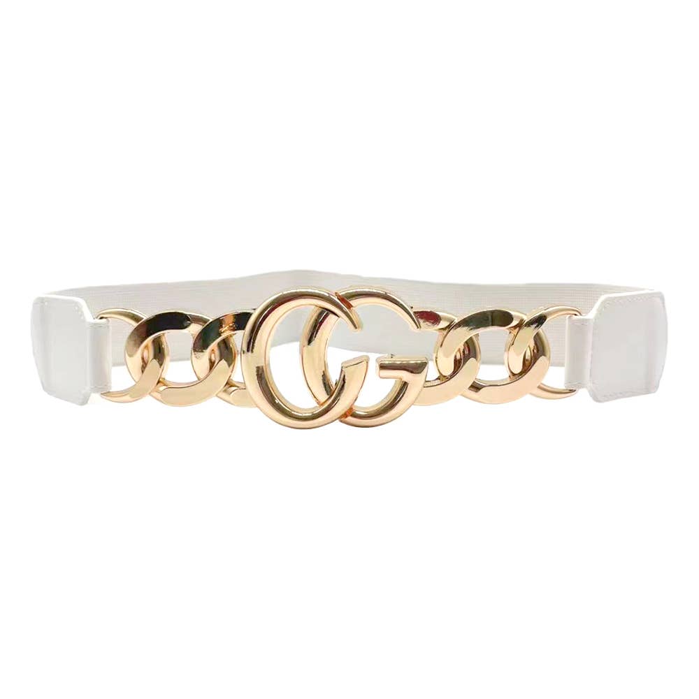 Sensibling Corp. - Venta al por mayor Cinturón - Mujer - Cinturón elástico con hebilla de cadena de doble anillo metálico.7