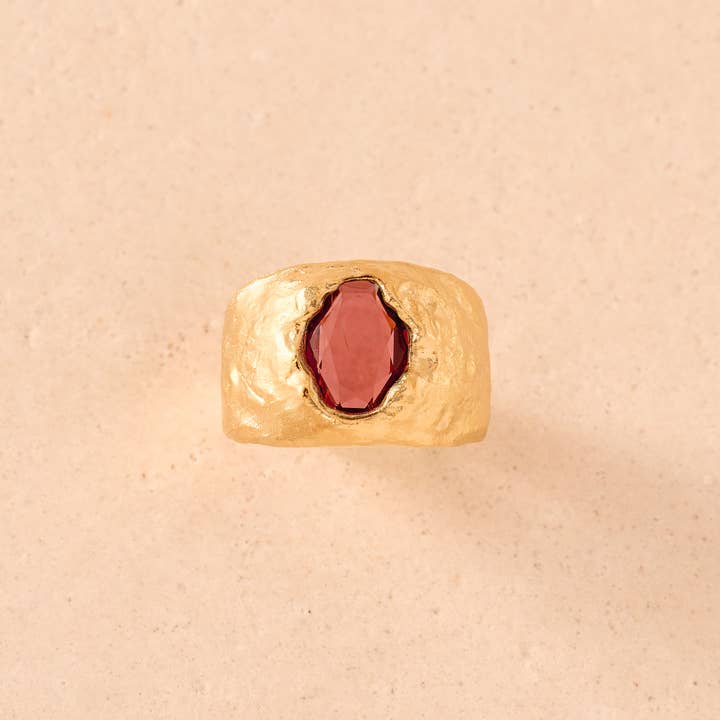 Agapée Jewelry - Wholesale Cocktail/Statement Ring - Carmen Rosewood (Adjustable) | Jewelry Gold Gift Waterproof