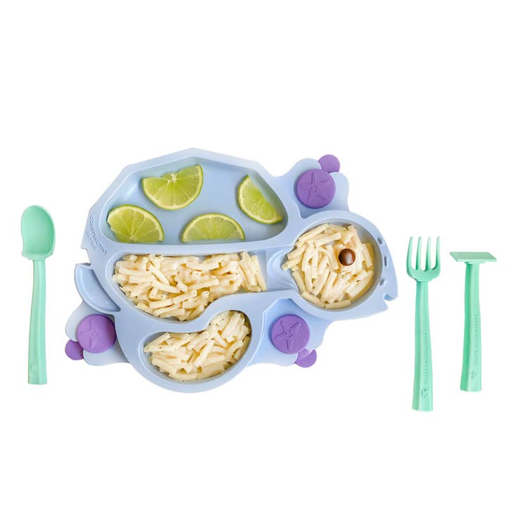 Constructive Eating - Wholesale Dinner Plate - Kids & Baby - Turtle Suction Plate and Training Utensils1