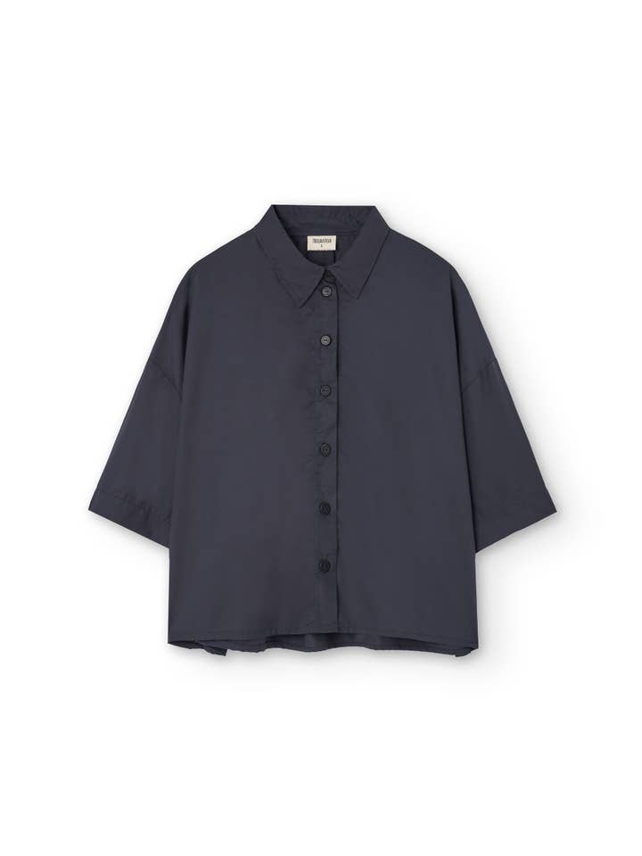 Hallow Tencel oversized shirt in black for wholesale on Faire