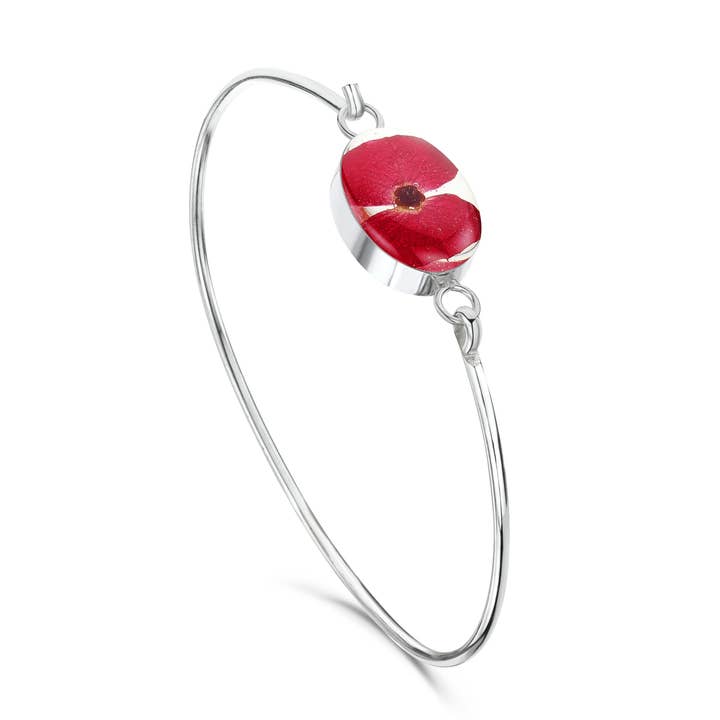 Silver Bangle - Poppy - Oval. for wholesale by Shrieking Violet