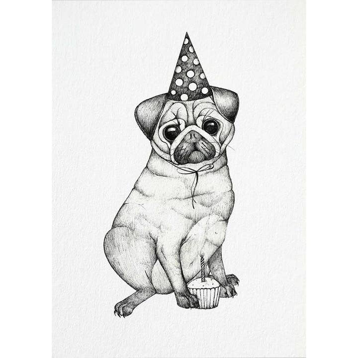 Postcard – Pug for wholesale by LIGARTI