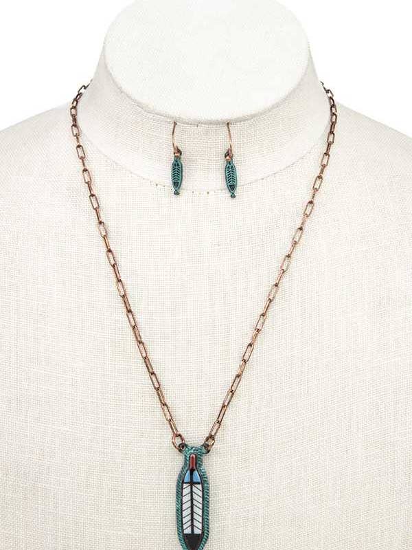 FEATHER PENDANT NECKLACE SET 10 for wholesale by anbfashion