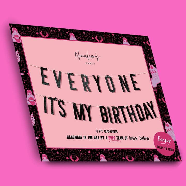 Bannière drôle à paillettes "C'est mon anniversaire" pour tout le monde (Standard) pour la vente par Ninalem's Party