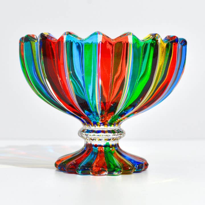 Parade Italian Crystal Small Pedestal Bowl, Made in Italy for wholesale by Via Graceffo