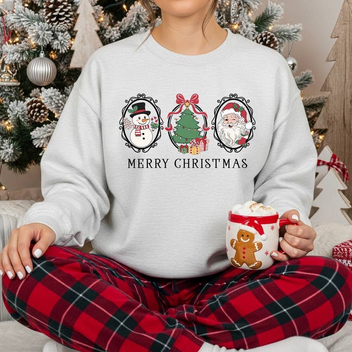 vintage Christmas Crewneck sweatshirt W/ Glitter for wholesale by Nu Kustomz LLC -
