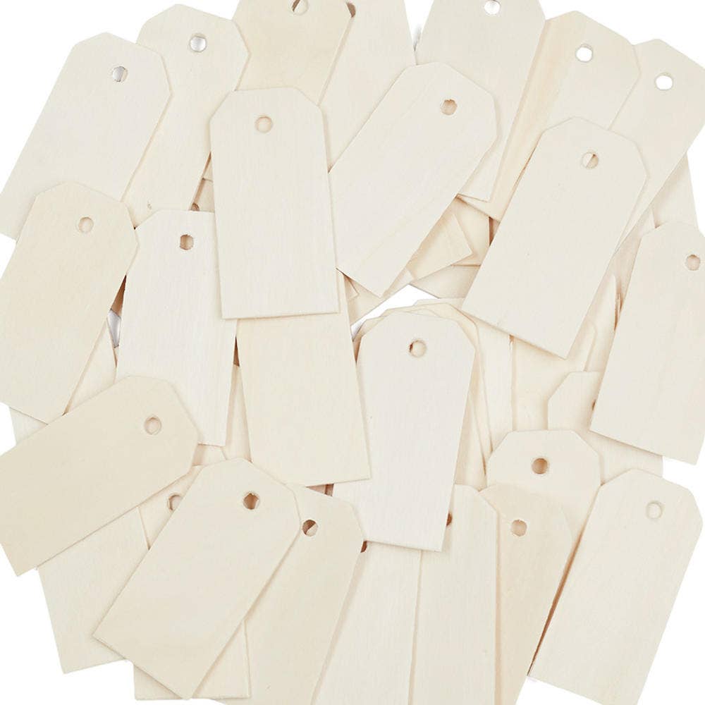 Factory Direct Craft - Wholesale Cadeaulabel - Set van 8 onafgewerkte houten labels - 8,3 cm x 4,1 cm5