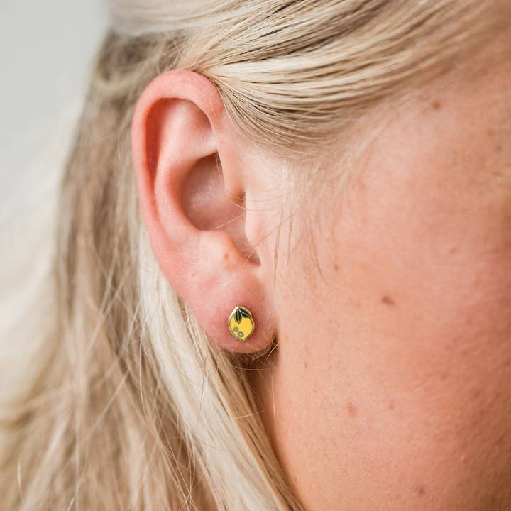 Larissa Loden - Wholesale Stud/Post Earrings - Lemon Enamel Stud Earrings