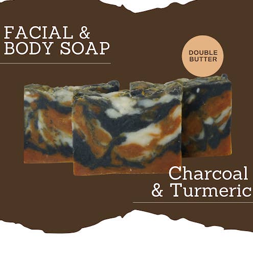 Charcoal & Turmeric Facial and Body Soap Bar (No Label) for wholesale by Custom Blends by Nine Bath and Body Products, LLC