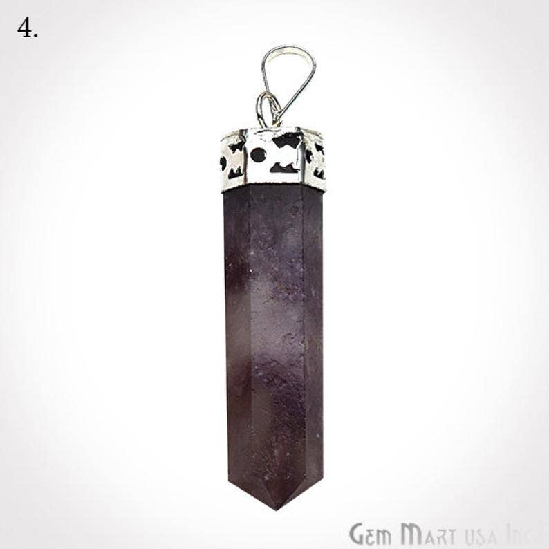 GemMartUSA – wholesale Pendant/charm necklace – DIY Healing Gemstone Silver Pencil Point Ornate Pendant 1pc25