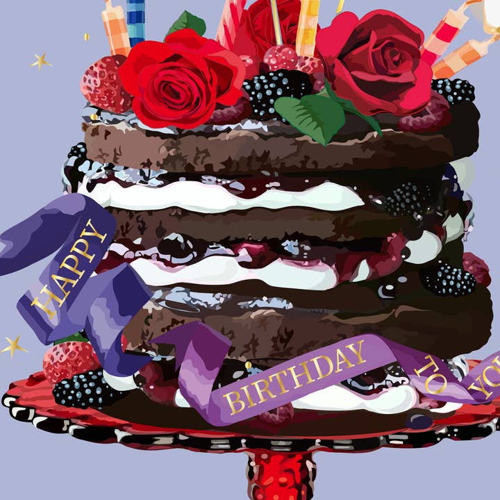 The Red Barn Press - Wholesale Birthday Card - Birthday Card | Sparkling Floral Bohemian Birthday Cake3