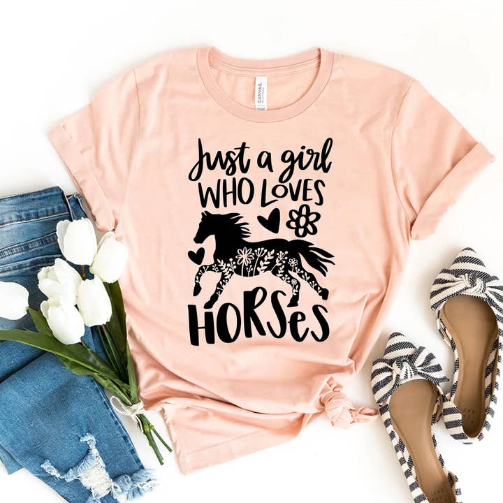 Camiseta Just A Girl Who Loves Horses - Bella Canvas para venta al por mayor de Printliss