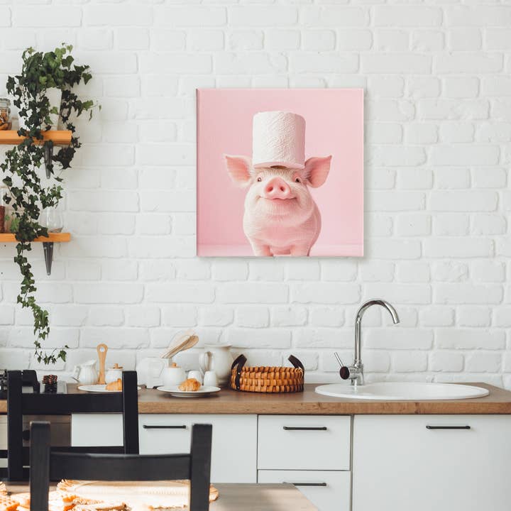 Stupell Industries - Wholesale Wall Sign - Silly Piggy Pink Toilet Paper - Unframed Wall Art9