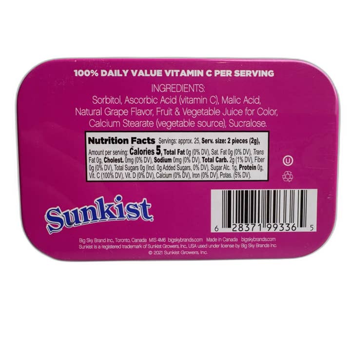 Big Sky Brands Inc. – Großhandel Bonbons – Sunkist Surs mit Vitamin C, Traube, 48 ct1