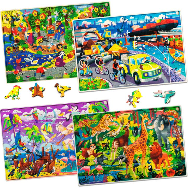 QUOKKA - Wholesale Puzzle - Kids - Wooden Puzzles for Kids 60 pieces | set of 4 Birds & Wild An
