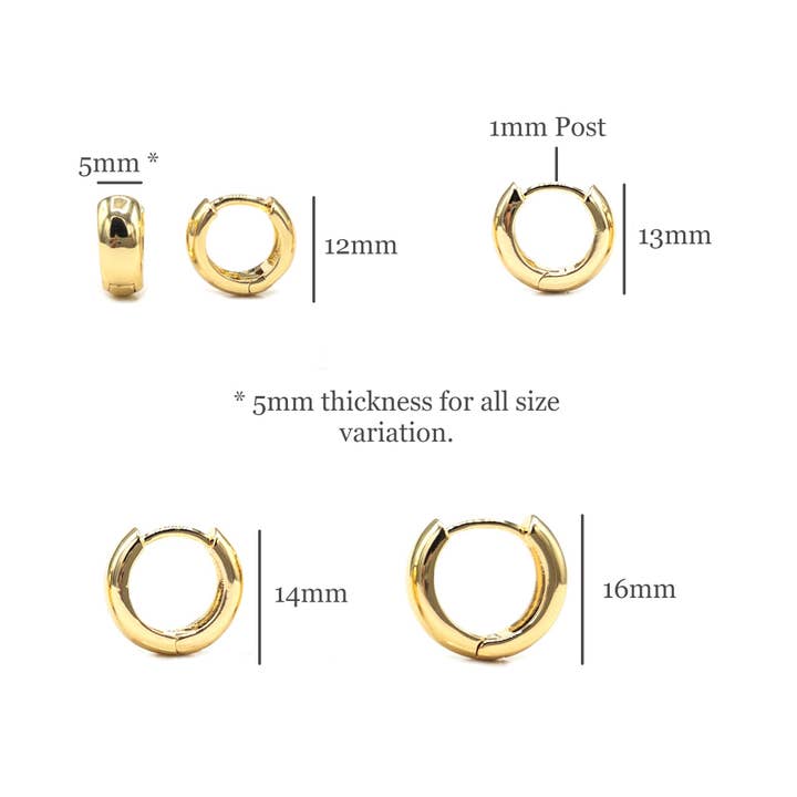 UBNY Collection - Wholesale Huggie Earrings - Chunky Huggie Hoop Earring • Hypoallergenic •18K Gold Plated