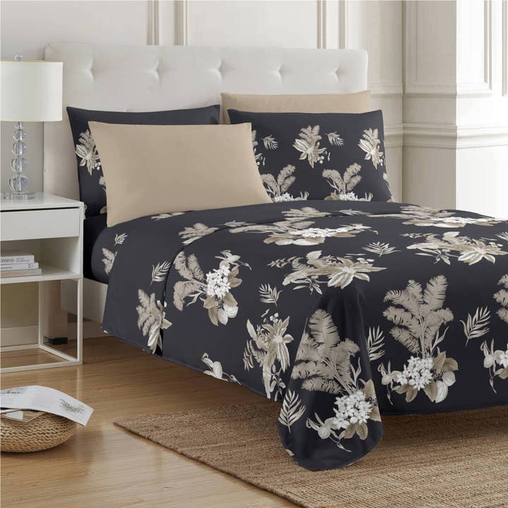 PREMIUS Mia Soft kreukvrije microvezellakenset, zwart-taupe voor wholesale door ShopBobbys