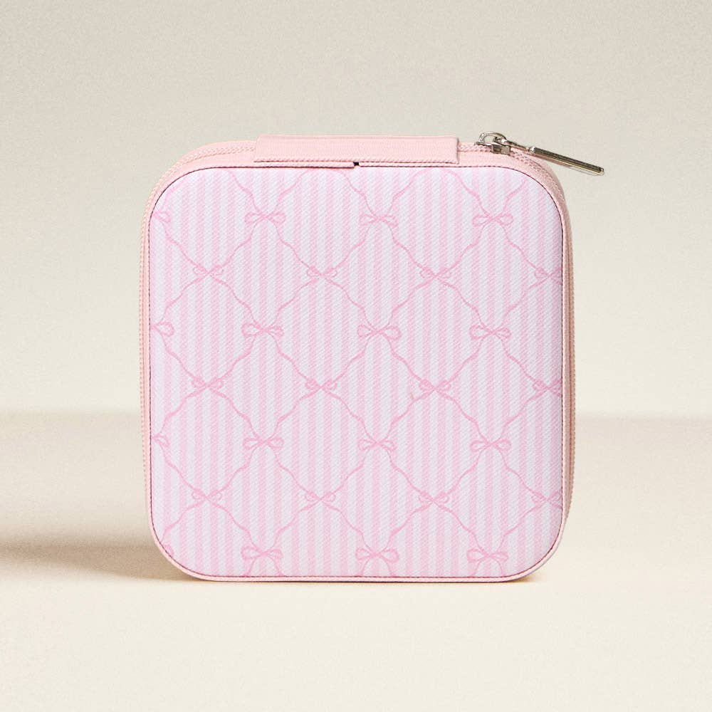 Sensibling Corp. - Wholesale Jewelry Box/Organizer - Pink Bow Pattern Portable Square Jewelry Box4