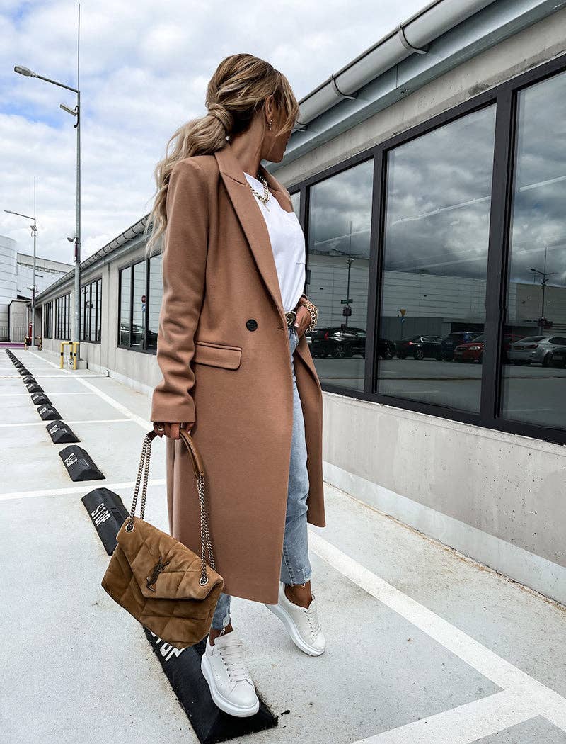 safistyle - Wholesale Coat - Women's - Double-Breasted Longline Coat8