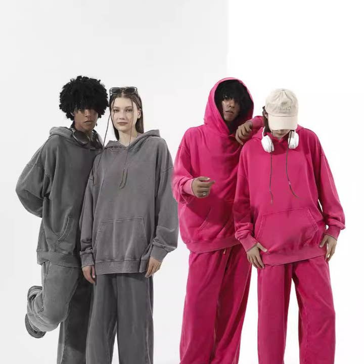 Vintage Oversized Hoodie And Sweatpants Set Cotton Casual for wholesale by SALINA TRADING INC