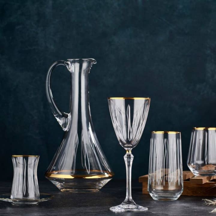 Elit Crystal Beverage Set, 49 Pcs, Gold or Silver Options for wholesale by Hakan